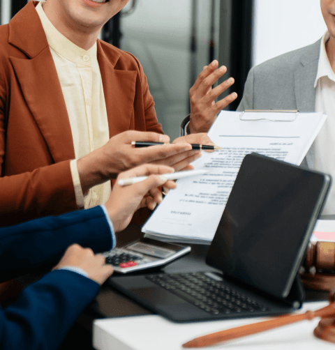 People consulting documents